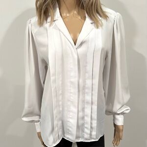 Vintage Elite White Pleated Blouse Women’s Size 10